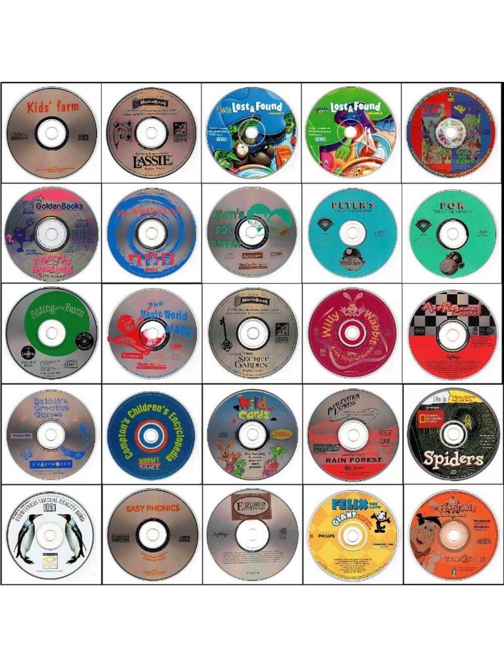 25 Vintage CD-ROM Kids Lot #2 (1994-1995)
